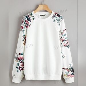 White Floral Sweatshirt XL